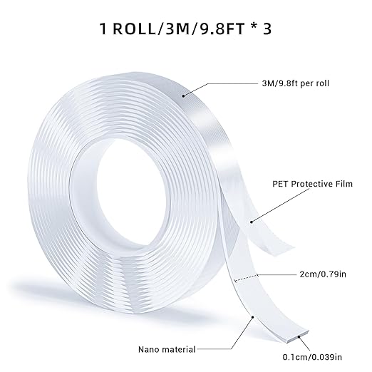 3 Rolls Double Sided Tape Heavy Duty, Nano Tape, Transparent Adhesive Tape - Image 2