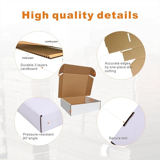 50 Pack 7x6x2'' Small Shipping Boxes, Corrugated Cardboard Mailers - Image 3