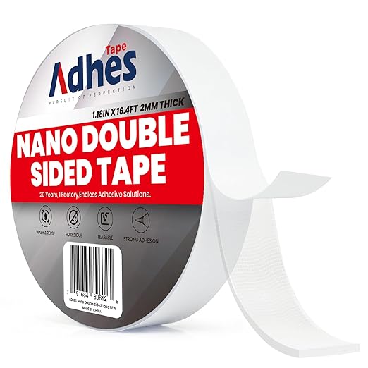 ADHES Double Sided Tape Heavy Duty, 1.18in x 16.4ft, Nano Tape, Reusable and by ADHESTAPEPERSUITOFPERFECTION