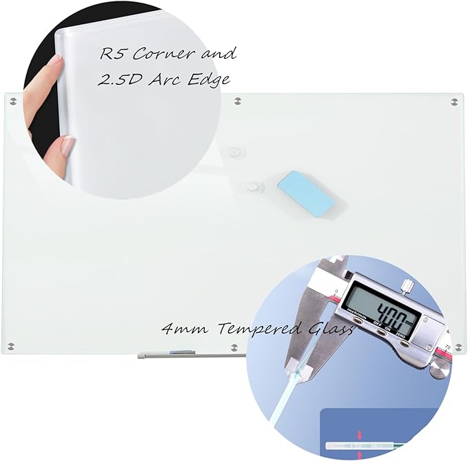 Glass Whiteboard Magnetic Dry Erase Board 6' x 4', Large Frameless Glass White - Image 3
