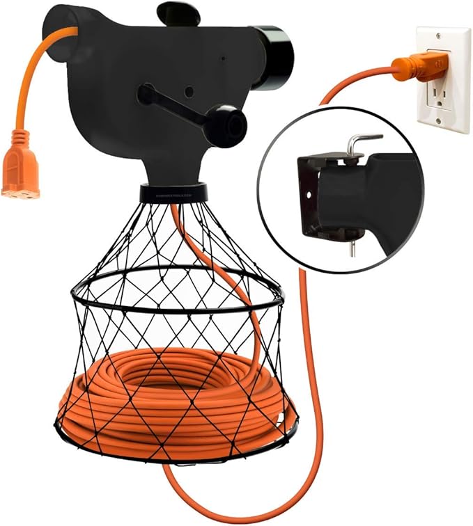 Extension Cord Winder Organizer, Transportable from Wall to Wall by Chromex