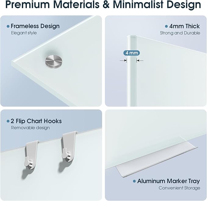 MaxGear Glass White Boards 48x30 Inches, Wall Mounted Magnetic Glass Dry Erase - Image 5