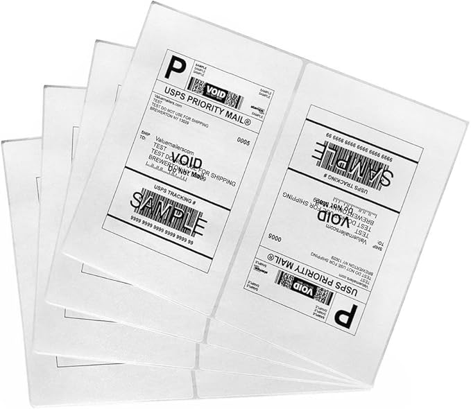 Shipping Labels with Rounded Corner, 8.27 x 5.32 Inches Half Sheet Self by Immuson