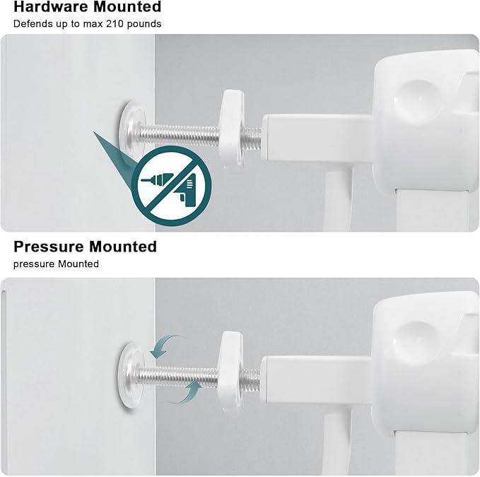 Extra Wide Baby Gate Tension Indoor Safety Gates White Metal Large Pressure - Image 6