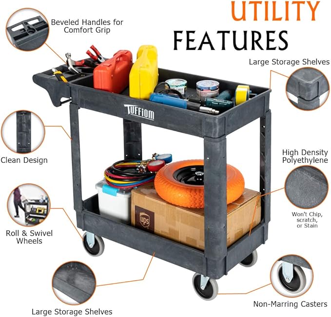 TUFFIOM Plastic Service Utility Cart - Image 2