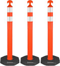 42" Traffic Delineator Posts, 3 Pack Orange Safety Cones by Ellumin-TrafficSafetyExpert
