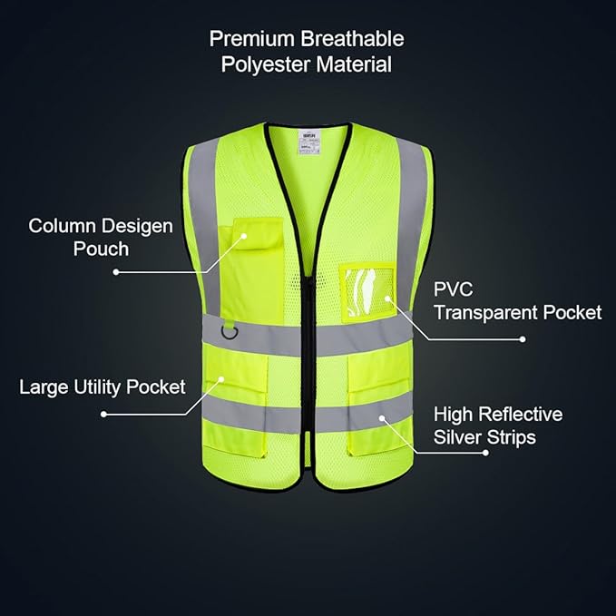 BeautyWill Custom Safety Vest Logo Class 2 High Visibility Reflevtive Vest - Image 4