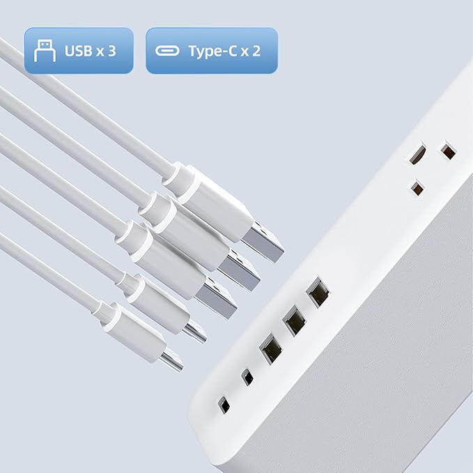 Surge Protector Power Strip, 9 Widely Spaced Outlets, 3 USB A & 2 USB C Ports - Image 3