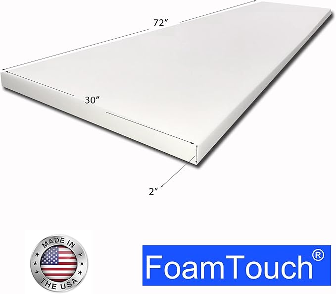 FoamTouch Upholstery Foam Cushion High Density 2'' Height x 30'' Width x 72'' - Image 2