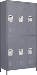 72" Tall Employees Locker with Shelves and Hooks 6 Doors Steel Sports Locker by OPTYMIRA