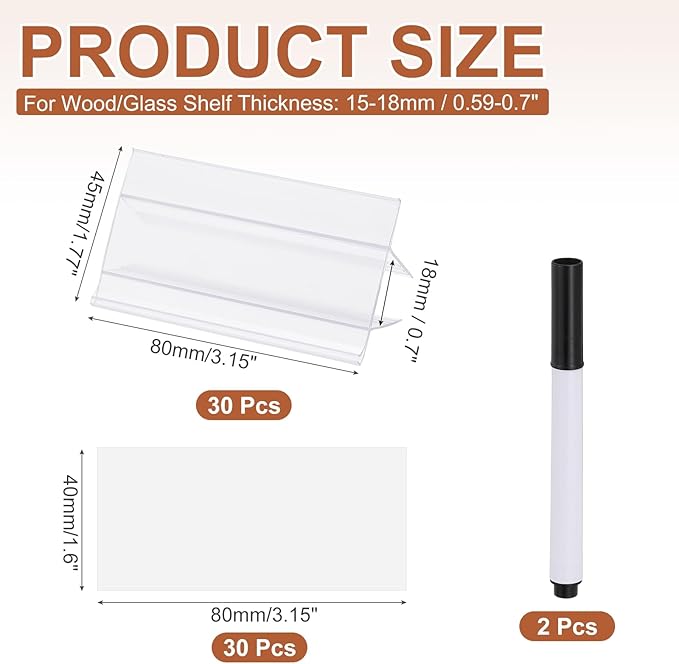 PATIKIL 3.1" x 1.8" Wire Shelf Label Holder, 30 Pack Reusable Plastic Price Tag - Image 2