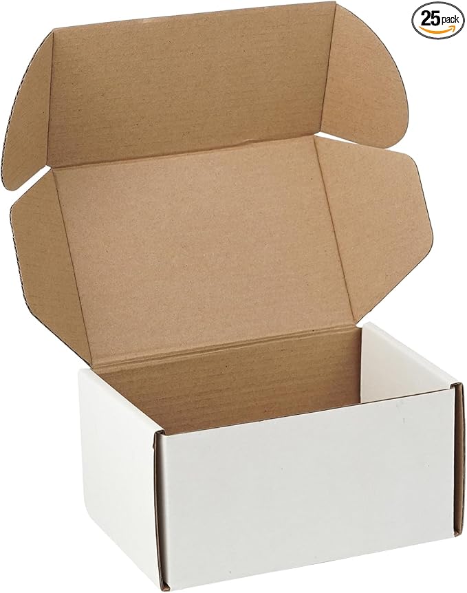 25 Pack 6"x4"x3" inch Small Shipping Boxes White Corrugated Cardboard Box by Unknown
