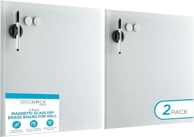 BIRDROCK HOME Magnetic Glass Dry Erase Board – Frameless Whiteboard by BIRDROCKHOME