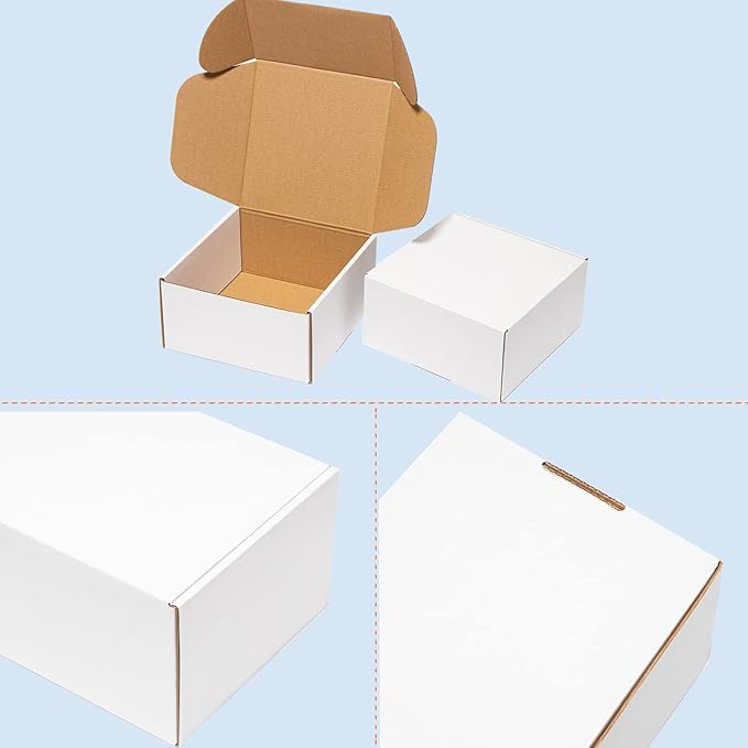 8x8x4" Shipping Boxes 25 Pack White Corrugated Cardboard Mailing Boxes - Image 4