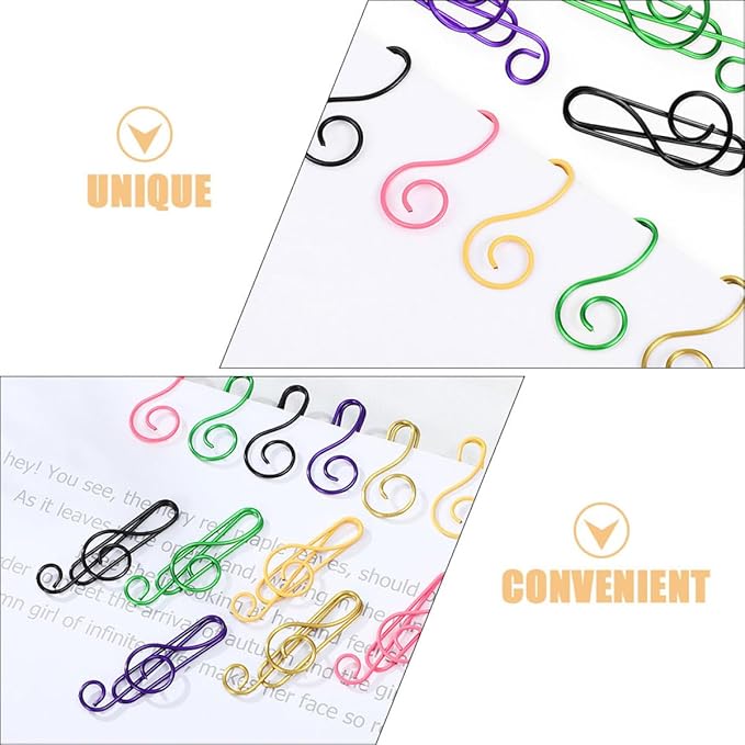 100pcs Metal Paper Clips Creative Music Note Shape Small Office Clips Colorful - Image 9