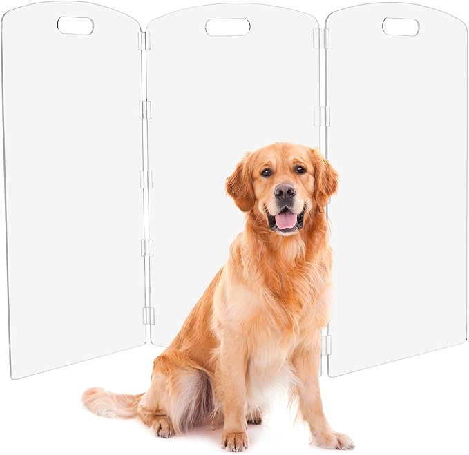 Modern Frame Clear Acrylic Freestanding Dog Gate by Feoyoho