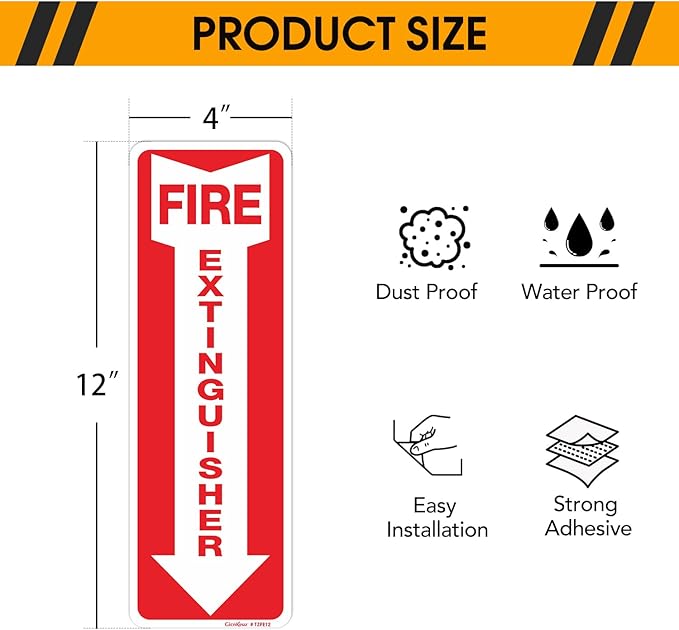 12 Pack Fire Extinguisher Sign, Fire Extinguisher Arrow Safety Signs, Self - Image 2