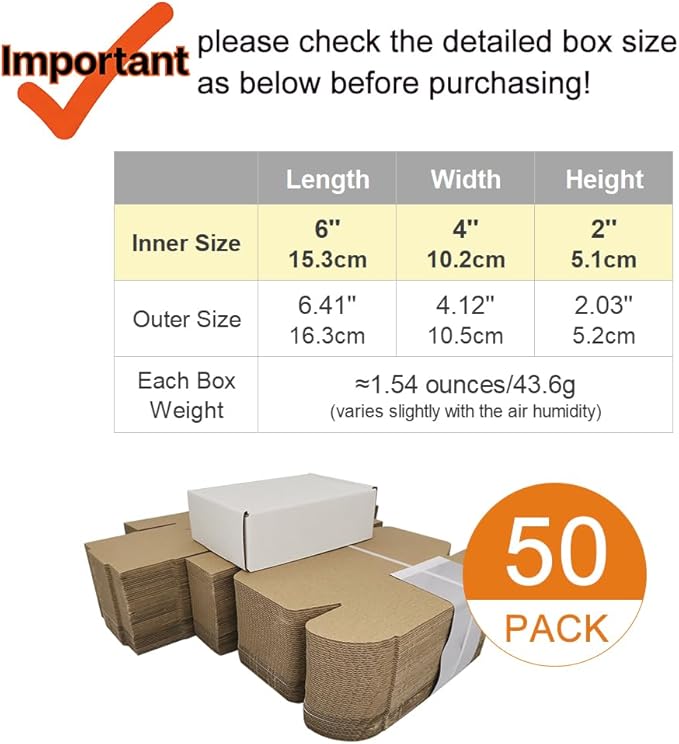 50 Pack 6x4x2'' Small Shipping Boxes, Corrugated Cardboard Mailers - Image 2