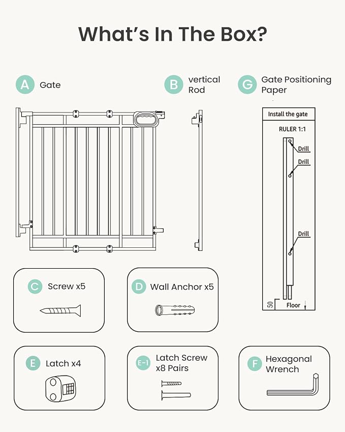 Grownsy Baby Gate for Stairs- No Bottom Bar, Adjustable Width 29.8” to 43.5” - Image 8