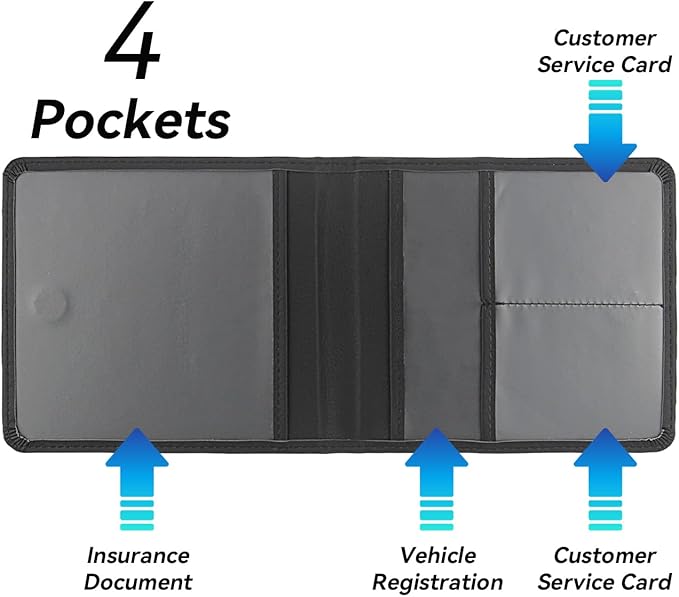 Car Registration and Insurance Holder, Premium Pu Leather Vehicle Glove Box - Image 3