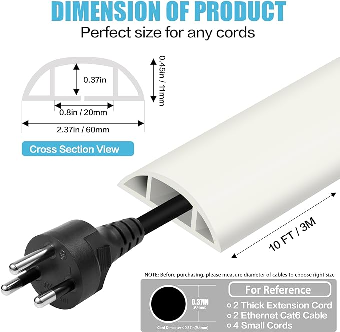 Floor Cord Cover Cable Cavity Self Adhesive Cord Hider Floor Floor Cable - Image 3