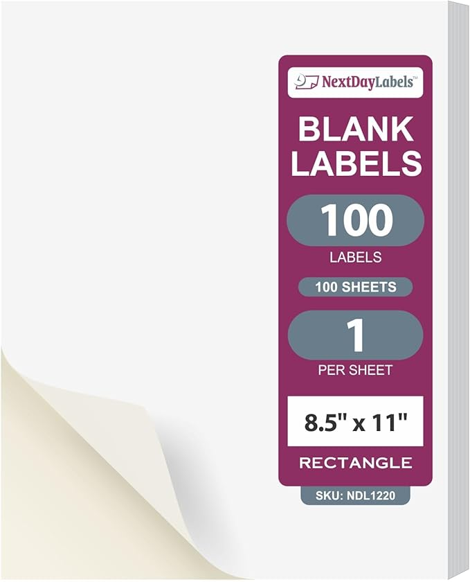 NextDayLabels - Full Page Labels 8.5 x 11 - White Shipping Labels - 8.5 x 11 by NextDayLabels