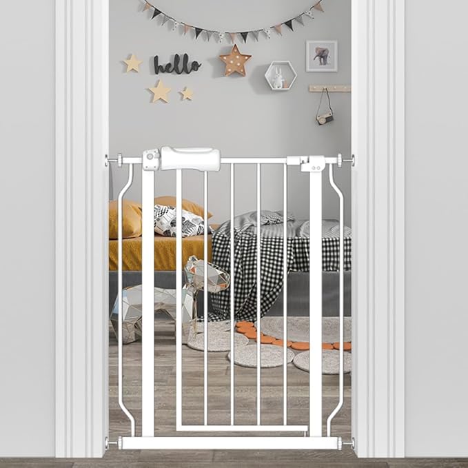Narrow Baby Gate 24 to 29 Inch Wide Pet Gate Pressure Mounted No Drill Safety by FlowerFrail