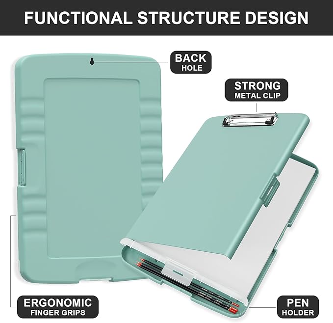 Plastic Clipboard with Storage, 8.5 x 11 Storage Organization Box Side-Opening - Image 3