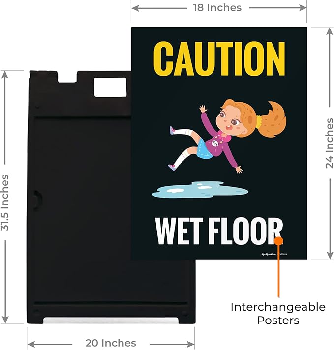 Caution Wet Floor with Graphic Sidewalk Sign Kit, 18x24 Inches, with A Frame - Image 3