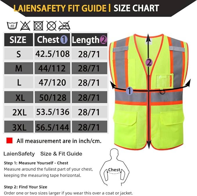 Hi Vis Reflective Safety Vest for Men Women Class 2 Mesh High Visibility Vest - Image 2