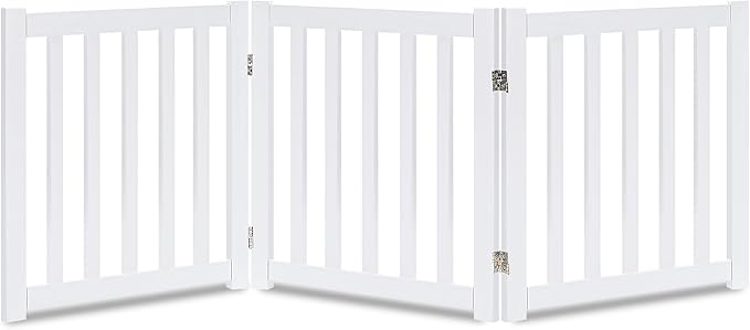 LZRS 3-Panel Wooden Free Standing Foldable Dog Gate Indoor – 24" High, by LZRSPET