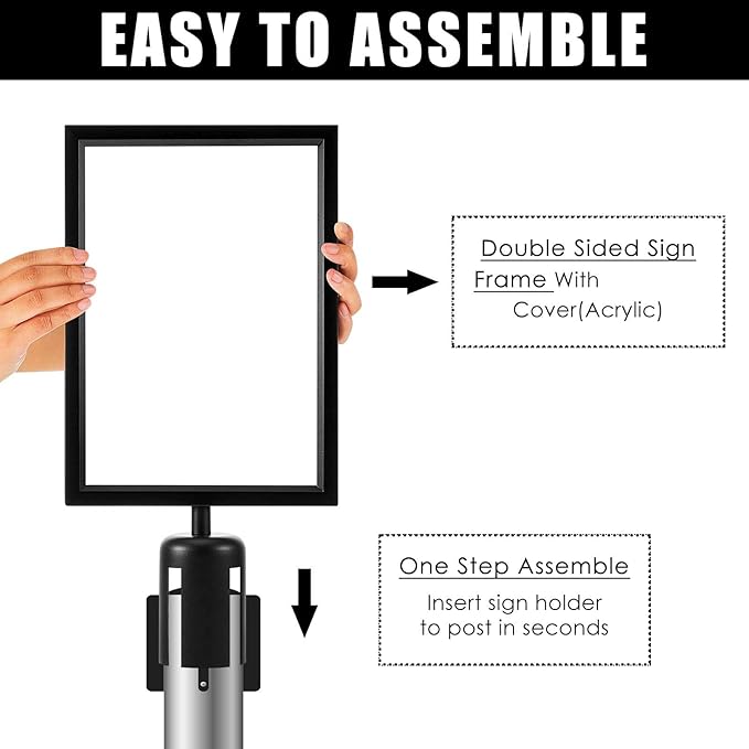 Taiyin 8 Pcs Stanchion Sign Holder Double Sided Sign Frame - Image 3