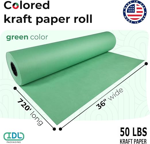 Christmas Green Kraft Paper Roll 36" x 8640" - Image 2