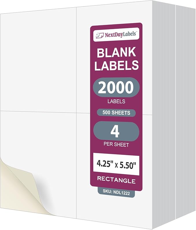 NextDayLabels – 4-1/4" x 5-1/2" Rectangular Sticker Labels by NextDayLabels