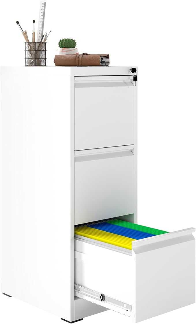 3 Drawer File Cabinet with Lock, Vertical Filing Cabinets by Unknown