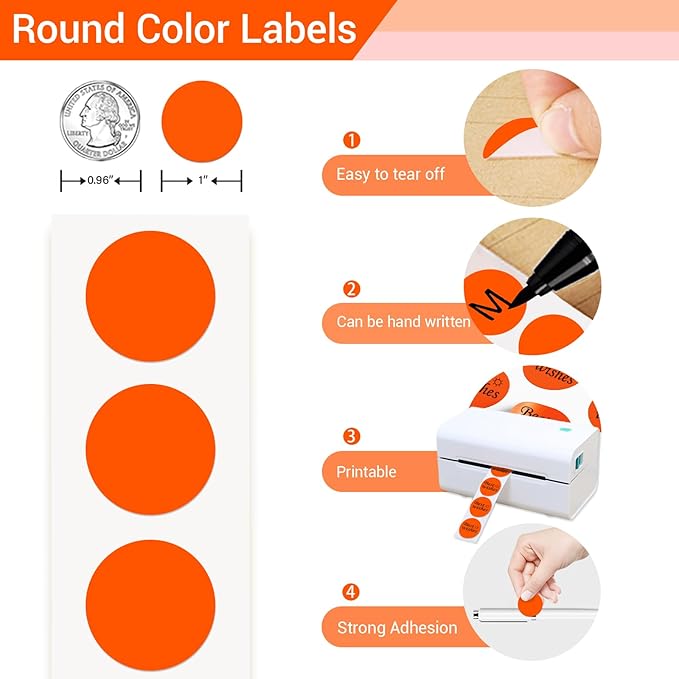 1 Inch Circle Dot Stickers 1000 PCS Color Coding Thermal Labels Dots Writable - Image 3