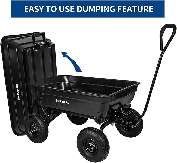 BILT HARD 600 lbs Poly Garden Dump Cart - Image 3