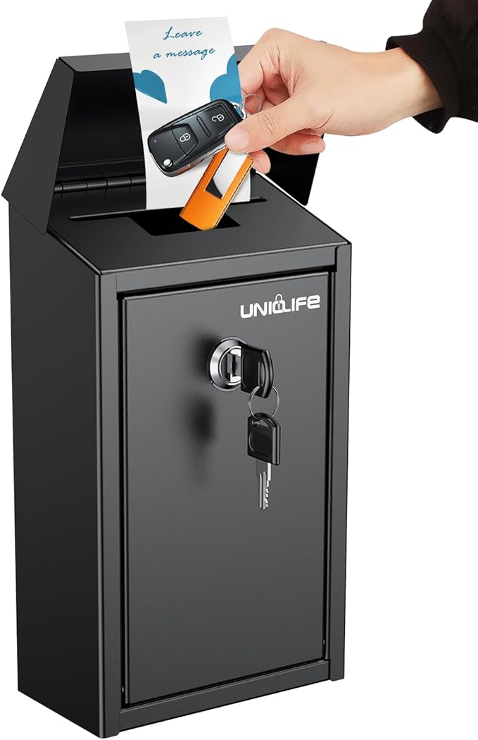 Uniclife Black Metal Donation Box Wall Mounted Mailbox by UnicLife