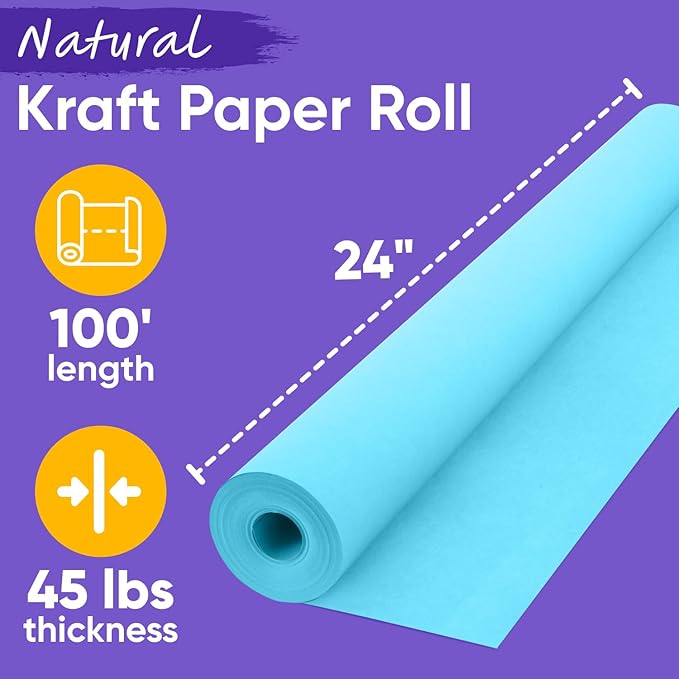 USA Made 24" x 1200" Light Blue Paper Roll, 45 lbs Thickness, American Quality - Image 2