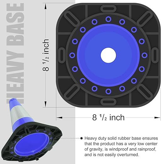 6 Pack 12" Inch Blue PVC Traffic Cones - Image 4