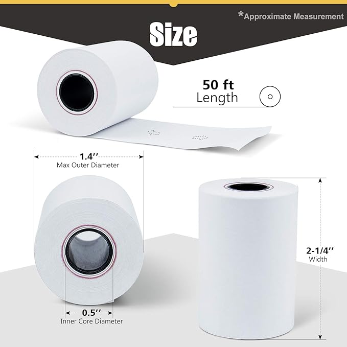 Azure Zone, Thermal Paper Rolls 2-1/4 X 50ft, 100 Rolls, Fits Most POS Machines - Image 6