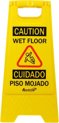 Caution Wet Floor Sign, Bilingual Foldable Safety Sign by Aoutrow