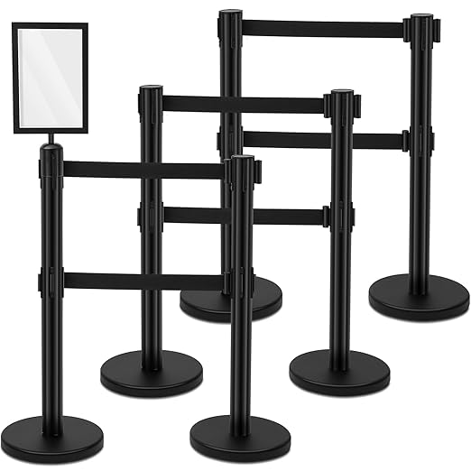 Therwen 6 Pcs Double Retractable Belt Barrier by Therwen