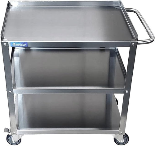 18 in. Wide X 28 in. Long X 33 in High | 3 Shelf Metal Utility Cart on Wheels by AmGood