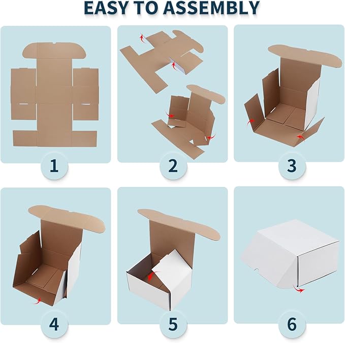 WIFTREY 9x6x3 White Shipping Boxes 25 Pack - Image 5