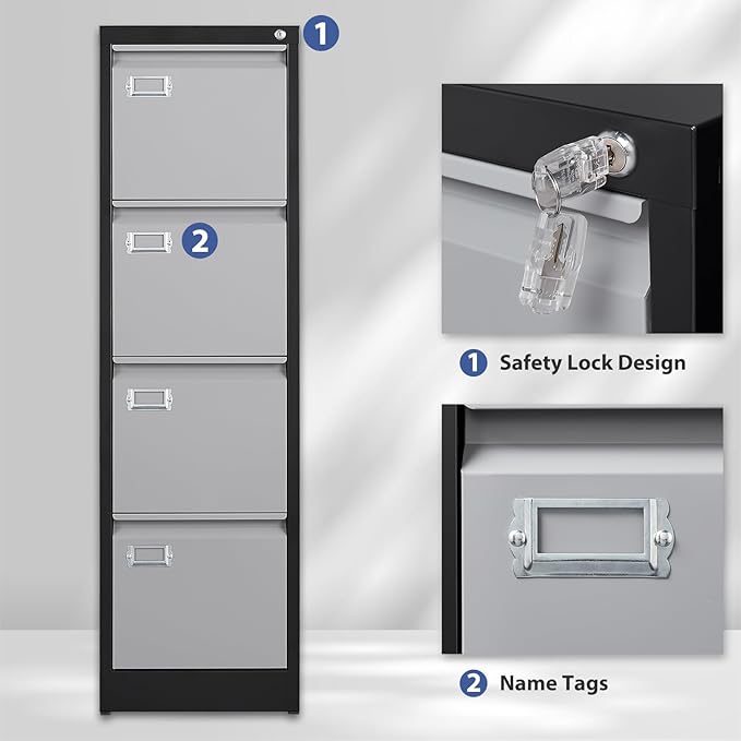 4 Drawer File Cabinet, Filing Cabinets - Image 7