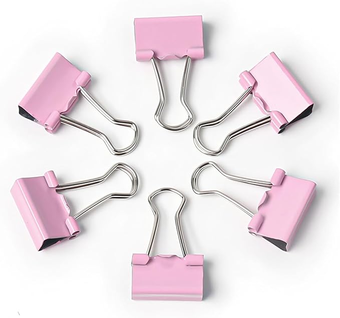 50 Pack Medium Pink Binder Clips 1 Inch, Colored Paper Clamps, Middle Size - Image 3