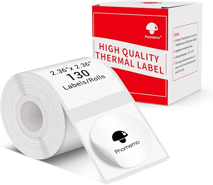 Phomemo Sticker Circle Labels- 2.36"x 2.36" Thermal Label by Phomemo