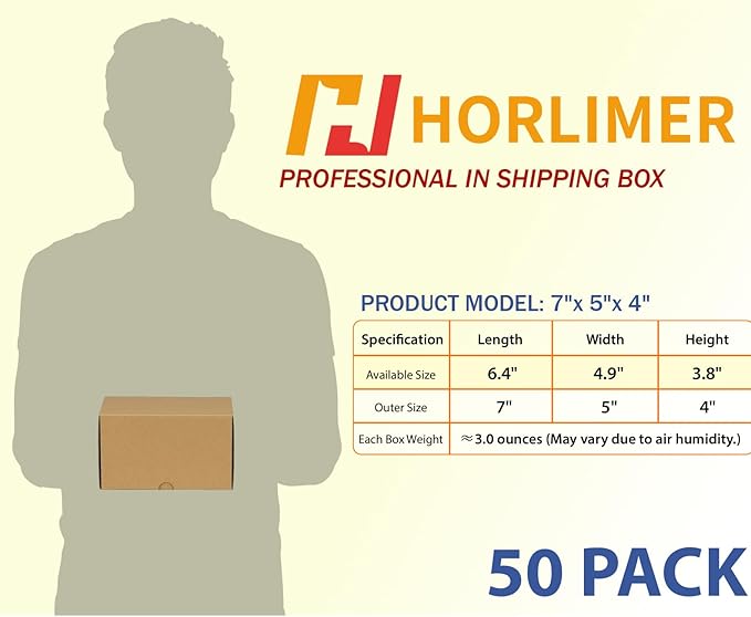 HORLIMER 7x5x4 inches Shipping Boxes Set of 50 - Image 2