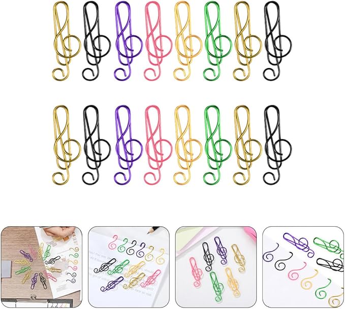 100pcs Metal Paper Clips Creative Music Note Shape Small Office Clips Colorful - Image 6